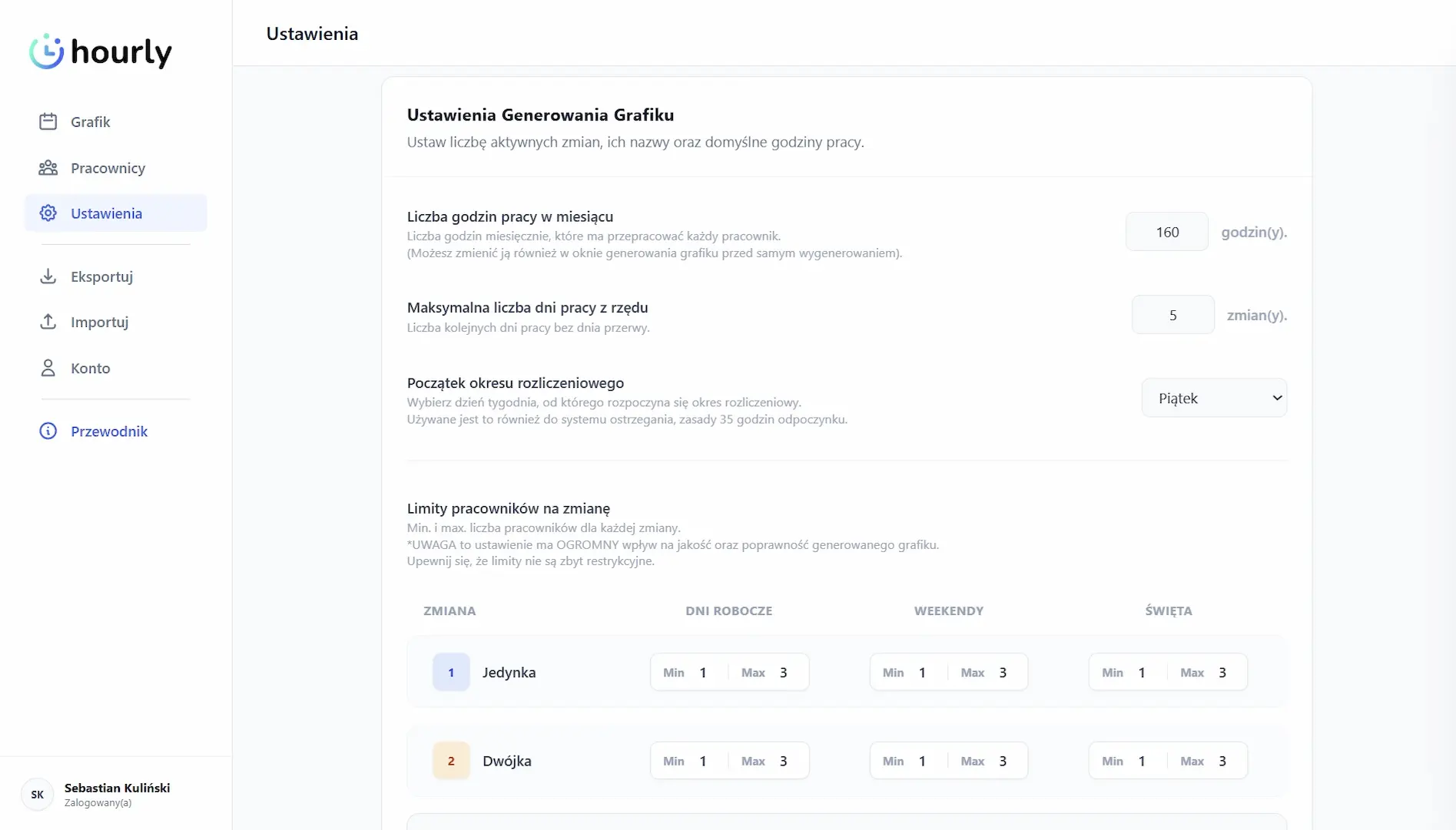 Hourly schedule with a panel of detected conflicts